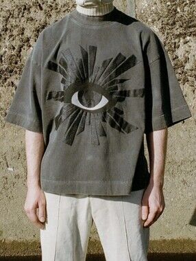 House Of Errors Washed Black Graphic Short Sleeve Tee with Eye Motif. Size M